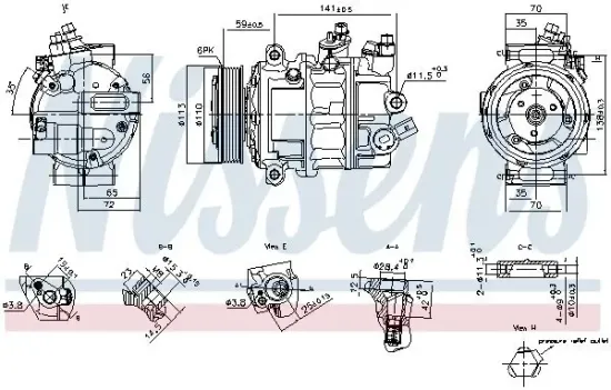 Kompressor, Klimaanlage 12 V NISSENS 890893 Bild Kompressor, Klimaanlage 12 V NISSENS 890893