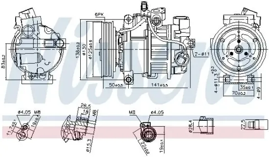 Kompressor, Klimaanlage 12 V NISSENS 890921 Bild Kompressor, Klimaanlage 12 V NISSENS 890921