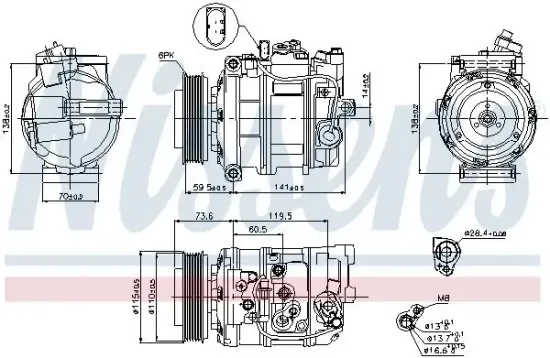 Kompressor, Klimaanlage 12 V NISSENS 89092 Bild Kompressor, Klimaanlage 12 V NISSENS 89092