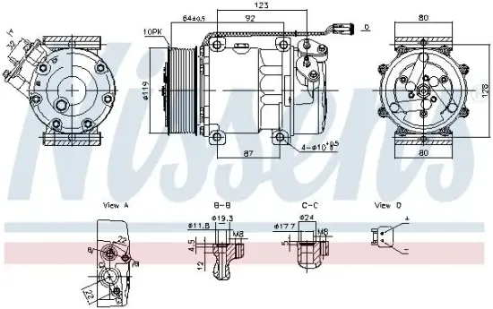 Kompressor, Klimaanlage 24 V NISSENS 890945 Bild Kompressor, Klimaanlage 24 V NISSENS 890945
