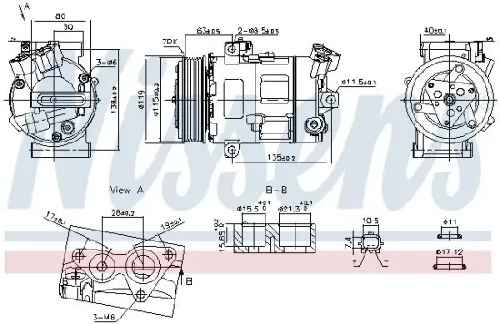 Kompressor, Klimaanlage 12 V NISSENS 890947 Bild Kompressor, Klimaanlage 12 V NISSENS 890947