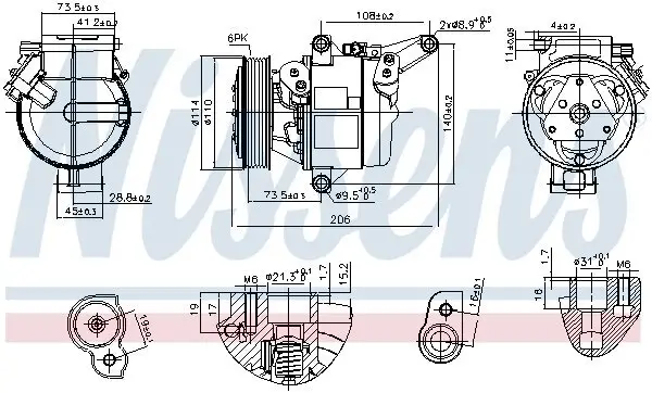 Kompressor, Klimaanlage 12 V NISSENS 890948