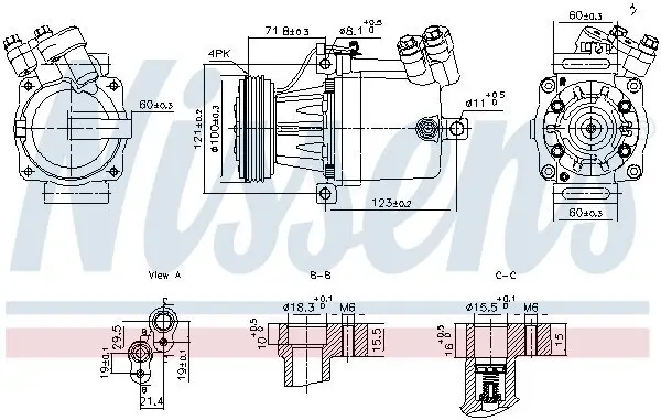 Kompressor, Klimaanlage 12 V NISSENS 890950