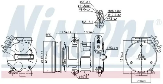 Kompressor, Klimaanlage 12 V NISSENS 89100 Bild Kompressor, Klimaanlage 12 V NISSENS 89100