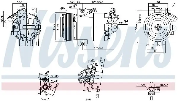 Kompressor, Klimaanlage 12 V NISSENS 891012