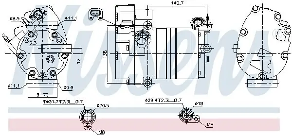 Kompressor, Klimaanlage NISSENS 891070