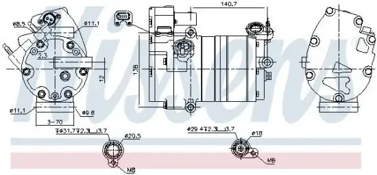 Kompressor, Klimaanlage NISSENS 891070 Bild Kompressor, Klimaanlage NISSENS 891070