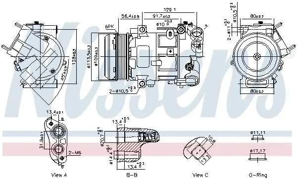 Kompressor, Klimaanlage 12 V NISSENS 891103