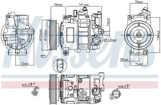 Kompressor, Klimaanlage 12 V NISSENS 89111 Bild Kompressor, Klimaanlage 12 V NISSENS 89111
