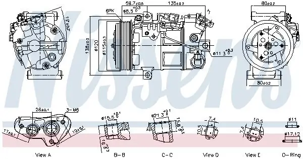 Kompressor, Klimaanlage 12 V NISSENS 891141