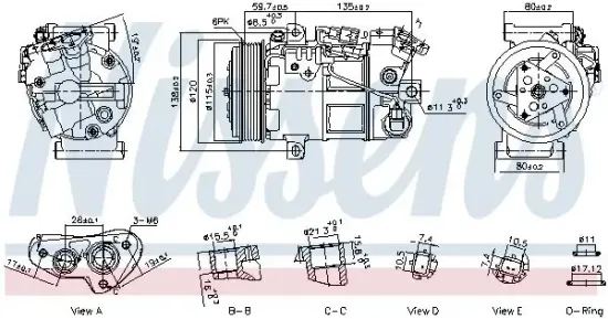 Kompressor, Klimaanlage 12 V NISSENS 891141 Bild Kompressor, Klimaanlage 12 V NISSENS 891141