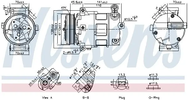 Kompressor, Klimaanlage 12 V NISSENS 891152