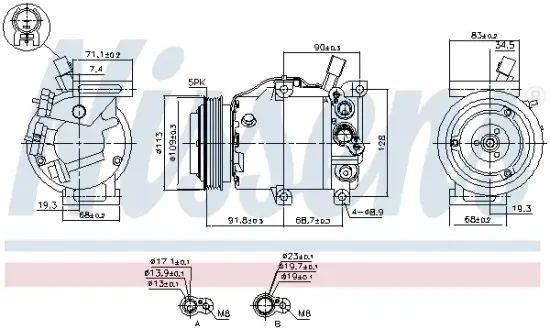 Kompressor, Klimaanlage 12 V NISSENS 891184 Bild Kompressor, Klimaanlage 12 V NISSENS 891184