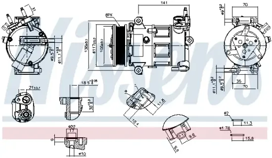 Kompressor, Klimaanlage 12 V NISSENS 891260 Bild Kompressor, Klimaanlage 12 V NISSENS 891260