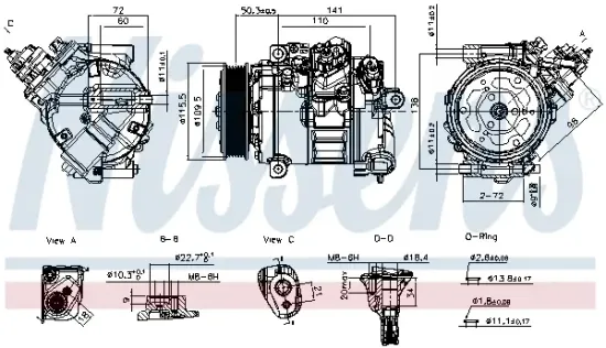 Kompressor, Klimaanlage NISSENS 891317 Bild Kompressor, Klimaanlage NISSENS 891317