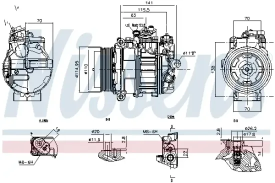 Kompressor, Klimaanlage NISSENS 891342 Bild Kompressor, Klimaanlage NISSENS 891342