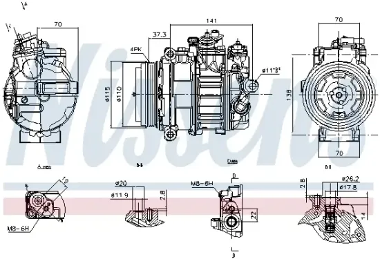 Kompressor, Klimaanlage 12 V NISSENS 891345 Bild Kompressor, Klimaanlage 12 V NISSENS 891345