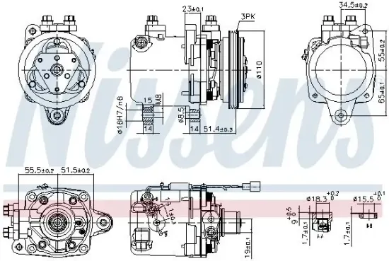 Kompressor, Klimaanlage 12 V NISSENS 89163 Bild Kompressor, Klimaanlage 12 V NISSENS 89163