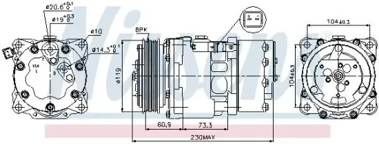 Kompressor, Klimaanlage 12 V NISSENS 89195 Bild Kompressor, Klimaanlage 12 V NISSENS 89195