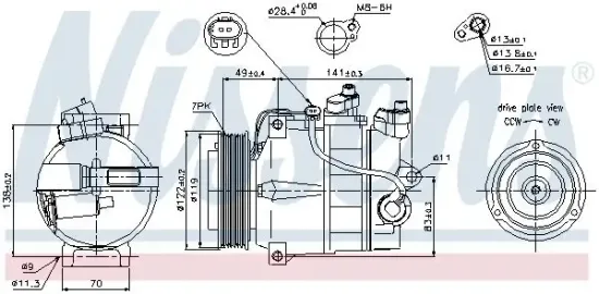 Kompressor, Klimaanlage 12 V NISSENS 89200 Bild Kompressor, Klimaanlage 12 V NISSENS 89200