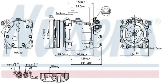 Kompressor, Klimaanlage 12 V NISSENS 89203 Bild Kompressor, Klimaanlage 12 V NISSENS 89203