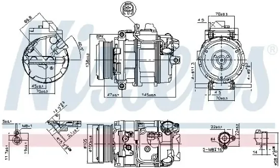 Kompressor, Klimaanlage 12 V NISSENS 89212 Bild Kompressor, Klimaanlage 12 V NISSENS 89212