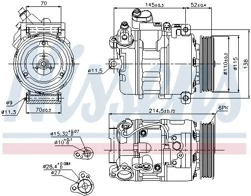 Kompressor, Klimaanlage 12 V NISSENS 89214 Bild Kompressor, Klimaanlage 12 V NISSENS 89214