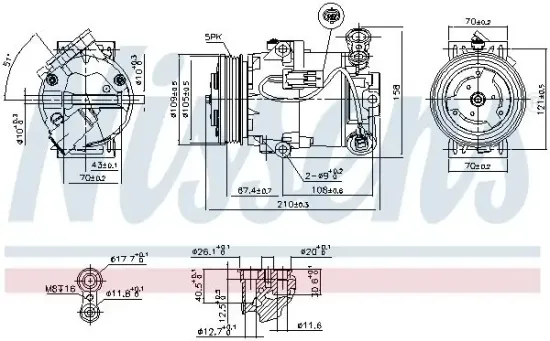 Kompressor, Klimaanlage 12 V NISSENS 89215 Bild Kompressor, Klimaanlage 12 V NISSENS 89215