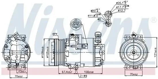 Kompressor, Klimaanlage 12 V NISSENS 89222 Bild Kompressor, Klimaanlage 12 V NISSENS 89222