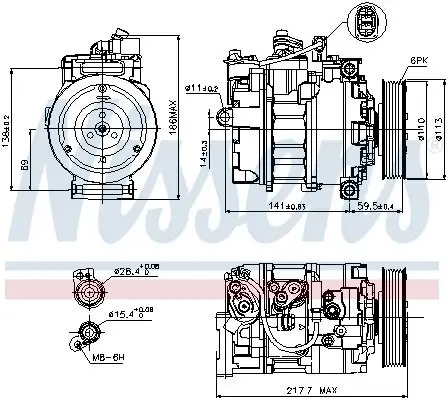 Kompressor, Klimaanlage 12 V NISSENS 89223 Bild Kompressor, Klimaanlage 12 V NISSENS 89223
