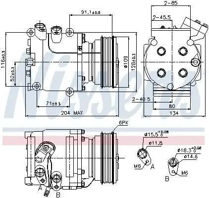 Kompressor, Klimaanlage 12 V NISSENS 89233 Bild Kompressor, Klimaanlage 12 V NISSENS 89233