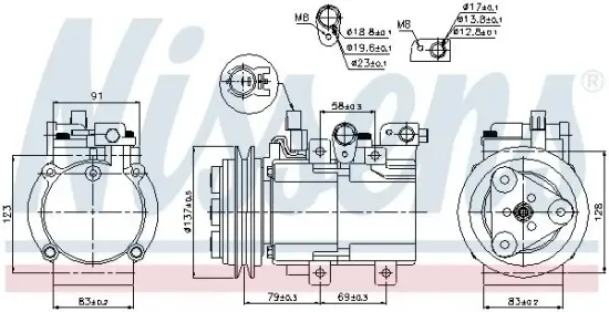 Kompressor, Klimaanlage 12 V NISSENS 89282 Bild Kompressor, Klimaanlage 12 V NISSENS 89282