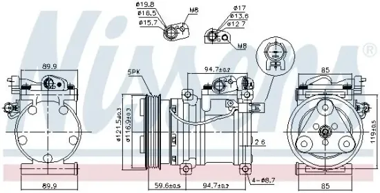 Kompressor, Klimaanlage 12 V NISSENS 89294 Bild Kompressor, Klimaanlage 12 V NISSENS 89294