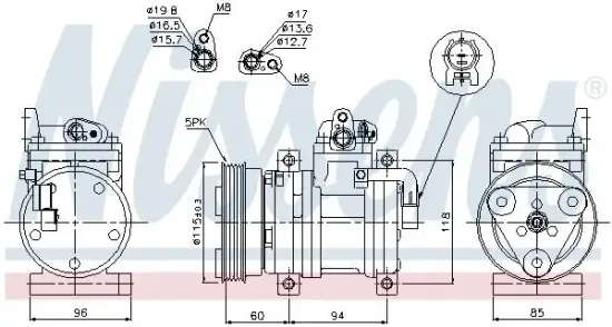 Kompressor, Klimaanlage 12 V NISSENS 89302 Bild Kompressor, Klimaanlage 12 V NISSENS 89302