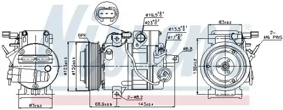 Kompressor, Klimaanlage 12 V NISSENS 89304 Bild Kompressor, Klimaanlage 12 V NISSENS 89304