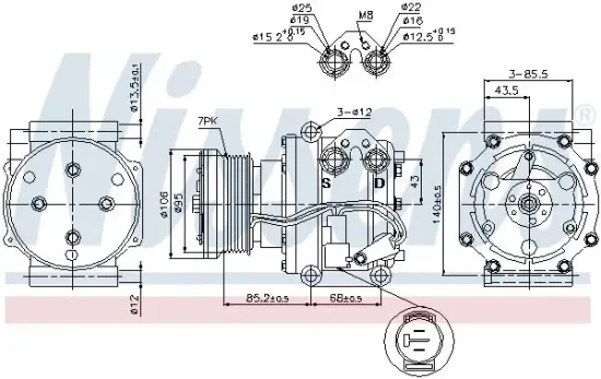 Kompressor, Klimaanlage 12 V NISSENS 89331 Bild Kompressor, Klimaanlage 12 V NISSENS 89331