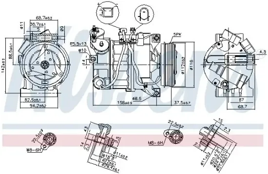 Kompressor, Klimaanlage 12 V NISSENS 89350 Bild Kompressor, Klimaanlage 12 V NISSENS 89350