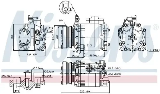 Kompressor, Klimaanlage 12 V NISSENS 89354 Bild Kompressor, Klimaanlage 12 V NISSENS 89354