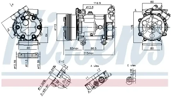 Kompressor, Klimaanlage 12 V NISSENS 89370 Bild Kompressor, Klimaanlage 12 V NISSENS 89370
