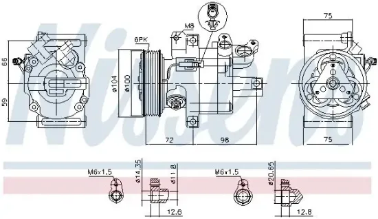 Kompressor, Klimaanlage 12 V NISSENS 89399 Bild Kompressor, Klimaanlage 12 V NISSENS 89399