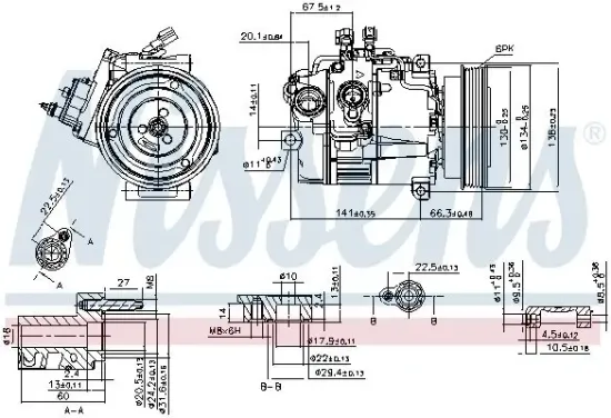 Kompressor, Klimaanlage 12 V NISSENS 89462 Bild Kompressor, Klimaanlage 12 V NISSENS 89462