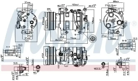 Kompressor, Klimaanlage 12 V NISSENS 89550 Bild Kompressor, Klimaanlage 12 V NISSENS 89550