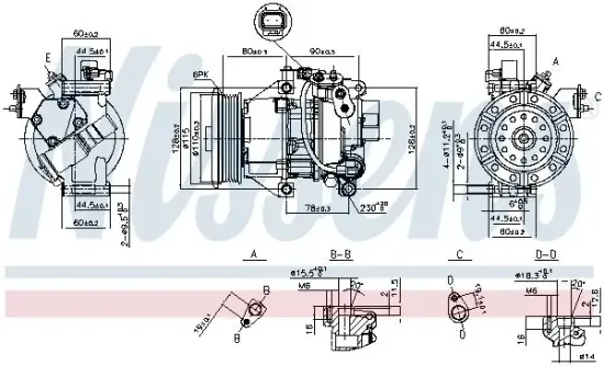 Kompressor, Klimaanlage 12 V NISSENS 89554 Bild Kompressor, Klimaanlage 12 V NISSENS 89554