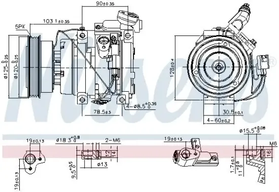 Kompressor, Klimaanlage 12 V NISSENS 89576 Bild Kompressor, Klimaanlage 12 V NISSENS 89576