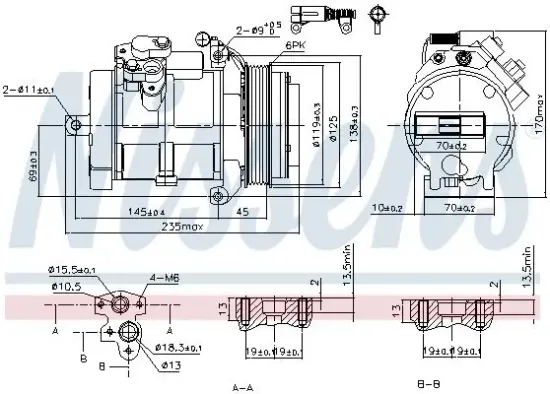 Kompressor, Klimaanlage 12 V NISSENS 89606 Bild Kompressor, Klimaanlage 12 V NISSENS 89606