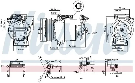 Kompressor, Klimaanlage 12 V NISSENS 89608 Bild Kompressor, Klimaanlage 12 V NISSENS 89608