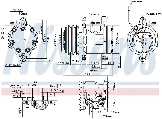 Kompressor, Klimaanlage 12 V NISSENS 89691 Bild Kompressor, Klimaanlage 12 V NISSENS 89691