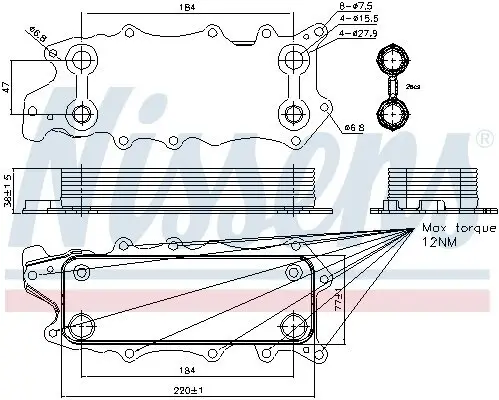 Ölkühler, Motoröl NISSENS 90784 Bild Ölkühler, Motoröl NISSENS 90784