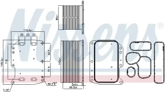 Ölkühler, Motoröl NISSENS 90922 Bild Ölkühler, Motoröl NISSENS 90922
