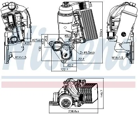 Ölkühler, Motoröl NISSENS 90953 Bild Ölkühler, Motoröl NISSENS 90953